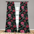 thumbnail image 2 of Flowers Vintage Window Curtains, Jungle Boho Inspired Peony Pattern with Leaves Greenery Print, Lightweight Decor 2-Panel Set with Rod Pocket, Pair of - 28"x84", Hot Pink and Jade Green, by Ambesonne, 2 of 3