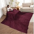 thumbnail image 2 of Manta Bedsure de forro polar de gran tamaño, rojo burdeos, 280 g/m², 120 x 120 cm, 2 of 8