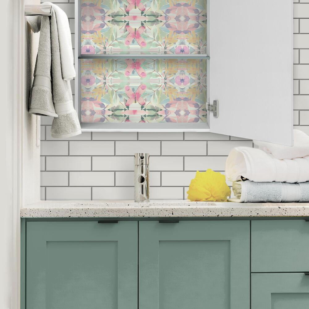 Synchronized Floral Pink Peel and Stick Wallpaper