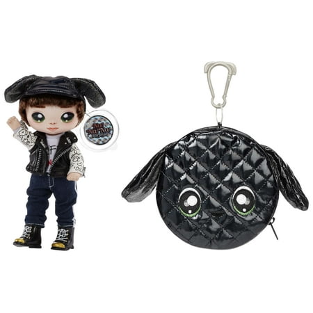 UPC: 0035051575375 | Na Na Na Surprise Glam Series Maxwell Dane Fashion Doll And Puppy Purse Brunette Hair Boy Doll In Dog Ear Hat With Metallic Puppy Purse 2-In-1 Toy for Girls Boys Ages 5 6 7+