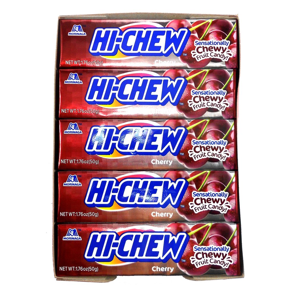 Hichew Cherry Chewy Fruit Candies 1.76 oz. bar By Morinaga (10pack