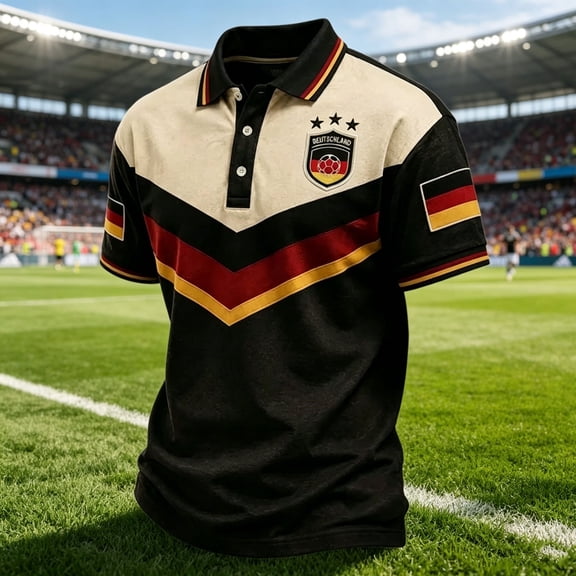 COSFO Mens Polo Shirts Short Sleeve Football Germany Patriotic Shirt Summer Classic Fit Collared Shirts for Men S