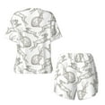 thumbnail image 5 of Kdxio Hand Drawn Rabbit Print Pajamas Sets for Women Short-Sleeved Pjs with Lounge Shorts Two Piece Sleepwear S-4XL, 5 of 9