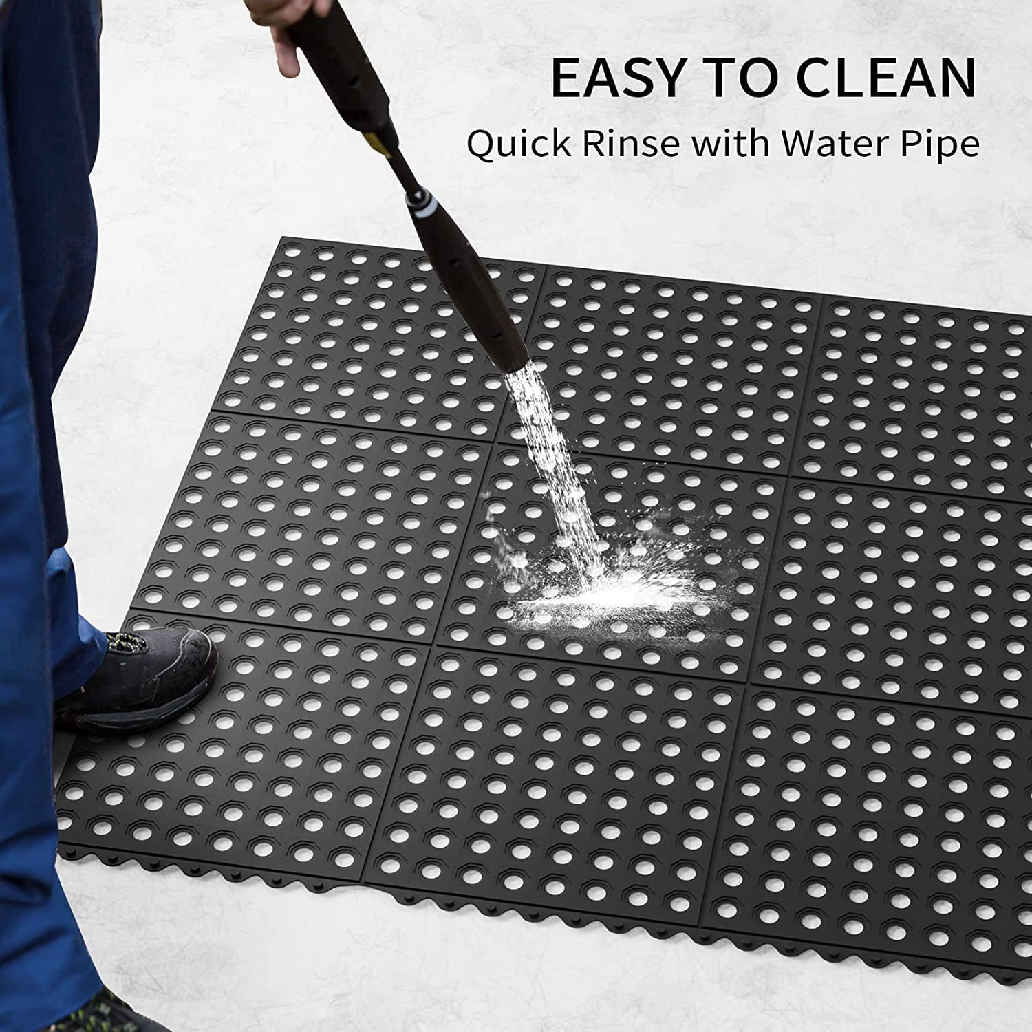 ROVSUN Rubber Floor Mat with Holes, 36''x 60'' Anti-Fatigue/Non-Slip  Drainage Mat, for Industrial Kitchen Restaurant Bar Bathroom Utility Garage  Pool