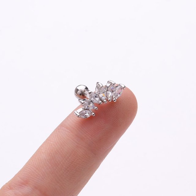 Pendientes de circonita con forma de copo de nieve, pendientes de bola giratoria de acero inoxidable, joyería creativa para perforar la oreja, pendientes de estrella de cinco puntas
