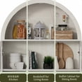 thumbnail image 4 of Aisword 71" Tall Arched Bookcases, 5-Tier Modern Farmhouse Bookshelf with Adjustable Shelves & Sliding Doors, Wood Display Storage Cabinet for Living Room, Office, White Withdoors, 4 of 7