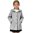 thumbnail image 2 of Girls Trench Coats Hooded Cute Windproof Wool Blend Peacoats Kid Girls Winter Jackets (Light Gray), 2 of 6