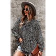 thumbnail image 4 of Hauts pour Femmes Décontracté Imprimé Floral Manches Longues Volanté Blouse Babydoll Ample Tunique, 4 of 7