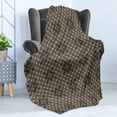 thumbnail image 4 of Ethnic Soft Flannel Fleece Throw Blanket, Oriental Damask Motif in Earth Tones Moroccan Tribal Style Mosaic Art Boho, Cozy Plush for Indoor and Outdoor Use, 50" x 70", Dark Grey and Tan, by Ambesonne, 4 of 5