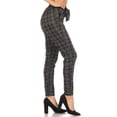 thumbnail image 2 of High Waist Slim Fit Pants With Waist Tie  Pockets - Black  White Plaid, 2 of 5