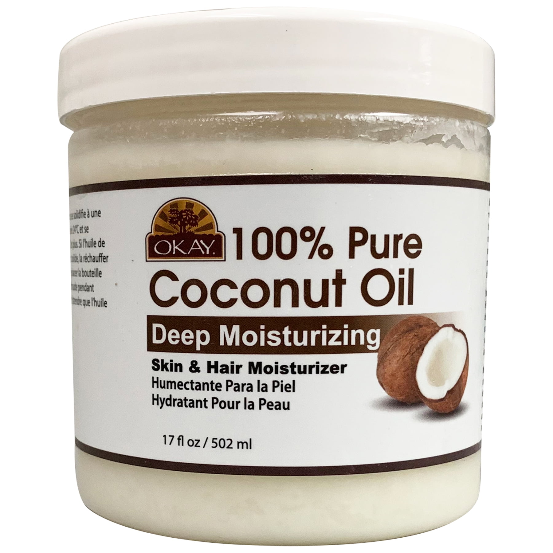 OKAY |100% Pure Coconut Oil Deep Moisturizing | Prevents Dryness & Flaking Of Skin| Softens Hair & Conditions Scalp-For All Hair And Skin Types |Silicone, Paraben Free| 17oz