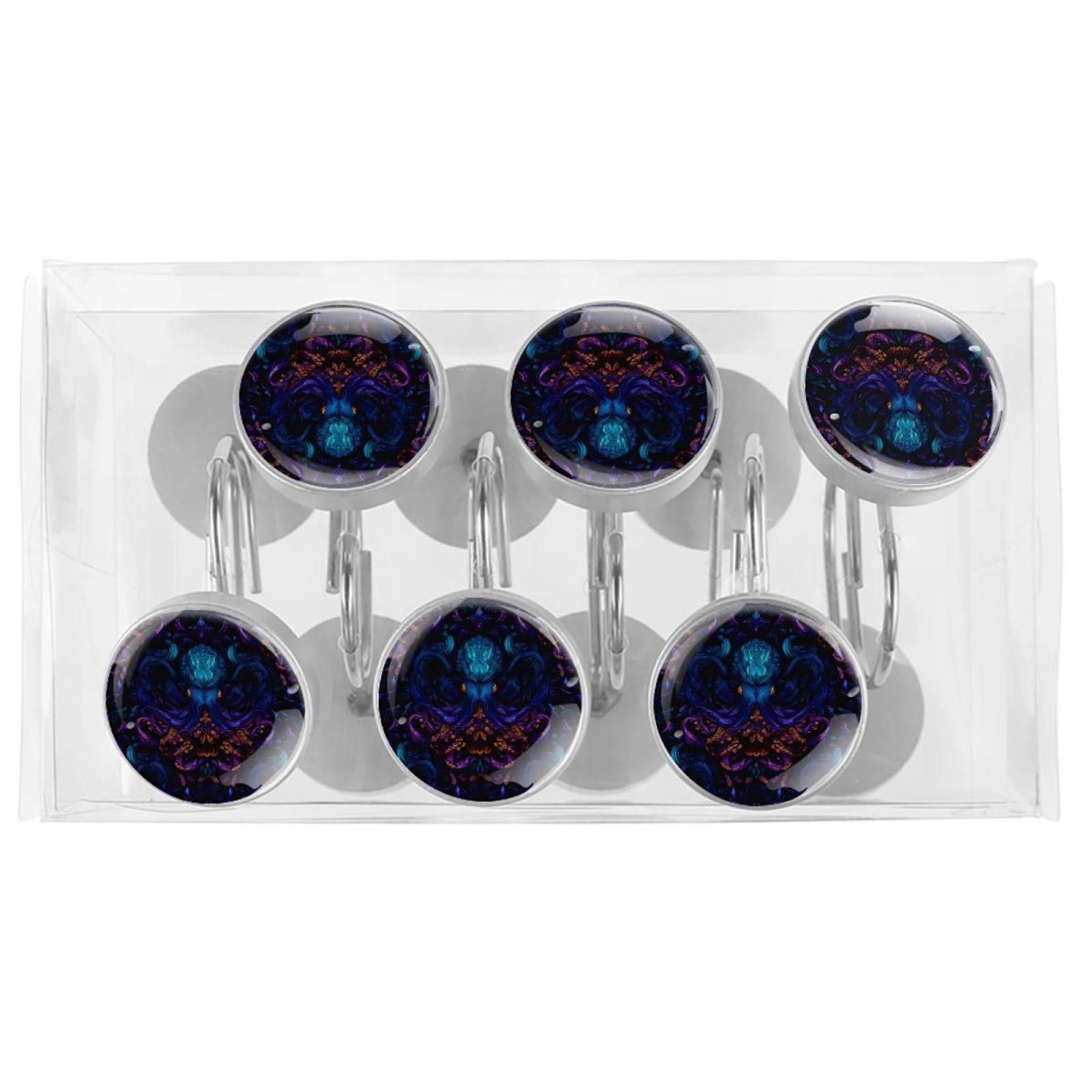 12pcs Decorative Shower Curtain Hooks, Rust Resistant Shower Rings for Bathroom Living Room,Rustproof Stainless Steel Rings for Shower Curtain and Liner Rods,Octopus Fancy