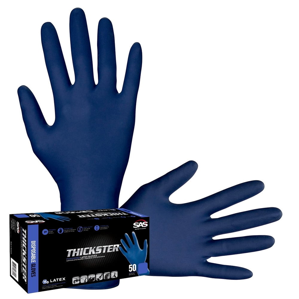 SAS Safety 6604 50Piece Thickster Powdered Latex Exam Grade Gloves Set