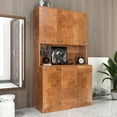 thumbnail image 6 of 68.76" Tall Bedroom & Kitchen Cabinet, Walnut. 6-door, 1, 1-open Shelf. Construction, Simple To Keep Clean And Assemble Wardrobe Cabinet For Bedroom. Walnut Finish With 6 Doors, 1 Drawer, Open, 6 of 7