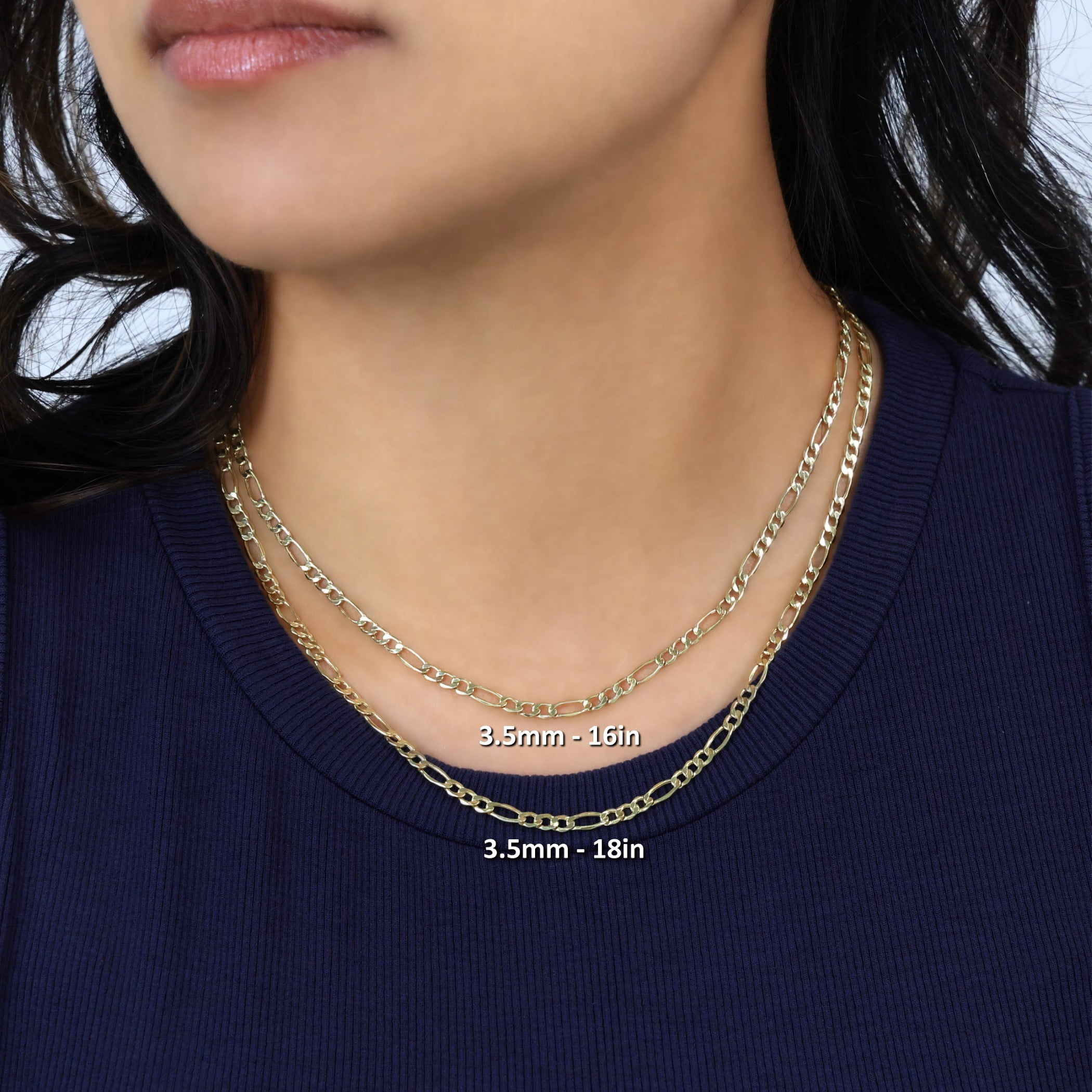 Nuragold 10k Real Yellow Gold Figaro Link 3.5mm Chain Necklace (16"-30") Italian Jewelry for Men & Women