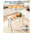 thumbnail image 7 of Commercial Stainless Steel Folding Table，48 x 24 Inch Heavy-Duty Kitchen Island Folding Commercial Prep Table for Food, Restaurant, Catering & Home Use, Portable Work Table for Kitchen, Garage & Camp, 7 of 7