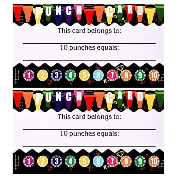 100 Pcs Punch Cards, Incentive Loyalty Reward Card Student Loyalty Cards for Classroom, 3.5 x 2 Inch