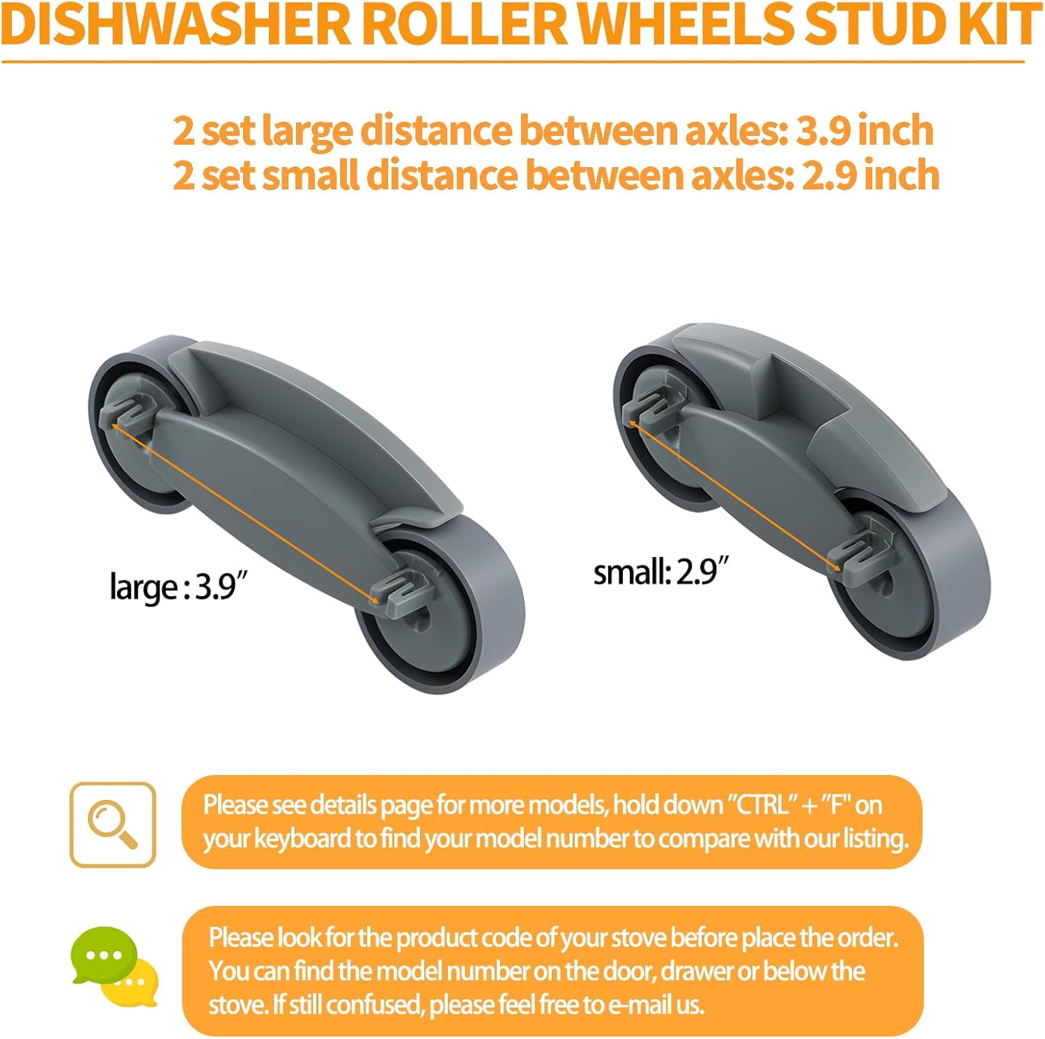 Upgraded  Dishwasher Wheels Lower Rack Replacement Parts for  Dishwasher Roller Wheels Bottom Rack  Dishrack Parts Lower Roller Axle 4 Kits