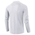 thumbnail image 5 of Miluxas Men's Waffle Long Sleeve Polo Shirt Lapel Button Workout T-Shirt Slim Fit Golf Shirts White, 5 of 7