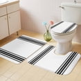 thumbnail image 2 of Black White Stripe, Bath Mat 3 Piece Bathroom Rug Set, Abstract Geometric Non Slip Bath Rug Contour Mat and Toilet Lid Cover, Absorbent Shower Mats Soft Bath Rugs and Mats Sets, 2 of 8