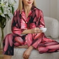 thumbnail image 6 of Kdxio pink butterfly Women's Pajama Sets Long Sleeve Button Down Sleepwear Nightwear Soft Pjs Lounge Sets(S-XXL)-XX-Large, 6 of 7