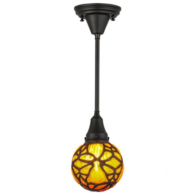 Meyda 157348 6 in. Castle Butterfly Orb Mini Pendant, Amber