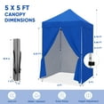 thumbnail image 4 of COOS BAY 5x5 Instant Pop Up Canopy Tent with 4 Removable Sun Walls, Lightweight Compact Portable Canopy with Carry Bag,Blue, 4 of 9