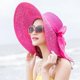 thumbnail image 1 of Sombrero de paja de viaje de playa de verano para mujer, sombrero grande de ala, sombrilla plegable, moda coreana, vacaciones, 1 of 4