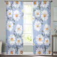 thumbnail image 2 of Blue Daisy Semi Sheer Curtains 108 Inch Length 2 Panels Set, Spring Floral Summer Botanical Watercolor Sheer Kitchen Curtain Privacy Voile Window Curtain for Living Room Bedroom Rod Pocket Drapes, 2 of 7