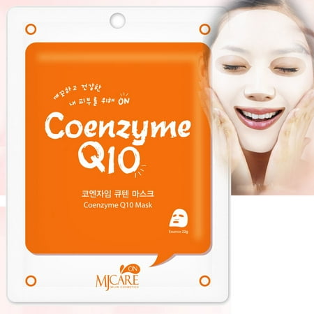 Korean Cosmetics Beauty Rejuvenating Coenzyme Q10 Premium Essence Mask Pack Sheet, Brightening Anti-wrinkle, Skin Tightening, Pack of