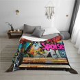 thumbnail image 6 of KLL Graffiti Lamp Urban Scene Print Fleece Throw Blanket, Horizontal Fleece Bedding Cute Soft Blankets Comfy Fleece Flannel Plush Home Decor for Couch & Bed -80"x60", 6 of 9