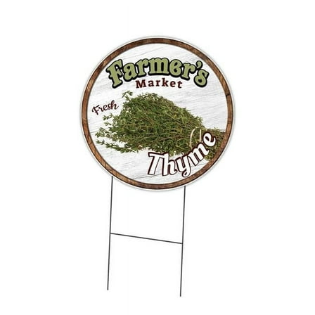 16 in. Double Sided Corrugated Circular Plastic Sign - Farmers Market Thyme