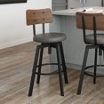 thumbnail image 5 of Amisco Symmetry Adjustable Stool - Grey Faux Leather / Black Metal / Brown Wood, 5 of 10