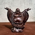 thumbnail image 1 of Ebony wood carved Maitreya Buddha statue, solid wood carving, welcoming guests from all directions and welcoming wealth from all directions, Maitreya Buddha with a big belly., 1 of 3
