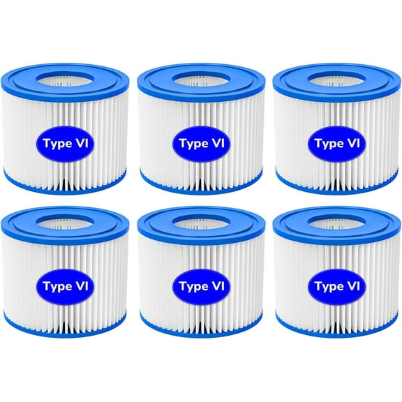 Fil fresh 6 Pack Type VI Hot Tub Filter for Coleman Saluspa, Lay-Z-Spa, Bestway, Spa Filter, Replace 90352E, 58323E, 58323