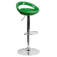 thumbnail image 1 of Contemporary Green Plastic Adjustable Height Barstool with Rounded Cutout Back and Chrome Base, 1 of 6
