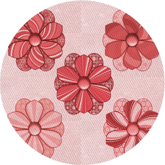 Ahgly Company Machine Washable Indoor Round Transitional Pink Area Rugs, 8' Round