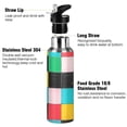 thumbnail image 3 of Yayeee 20oz Double Wall Stainless Steel Water Bottle with Flip Straw, Blue Checkered Pattern, 3 of 7
