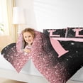 thumbnail image 3 of Manfei Kawaii Bow Personalized Initial L Queen Comforter Set 3pcs for Girls,Gradient Glitter Print Bedding Comforter Set for Kids Teens,Pink Reversible,Microfiber Bedroom Decor, 3 of 6