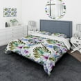 thumbnail image 1 of Designart 'Watercolor Hibiscus Patterns' Tropical Bedding Set - Duvet Cover & Shams, 1 of 4