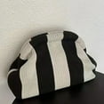 thumbnail image 6 of Yucurem Women Knitted Clutch Purse Small Stripe Purse Woven Bag For Female (Black Beige) Clutch bag (G), 6 of 6