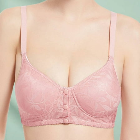 ALLLIST Women Bras Front Closure Wireless Pink Sleep Push up Embroidery Bralette Women Lingerie Size S-3XL