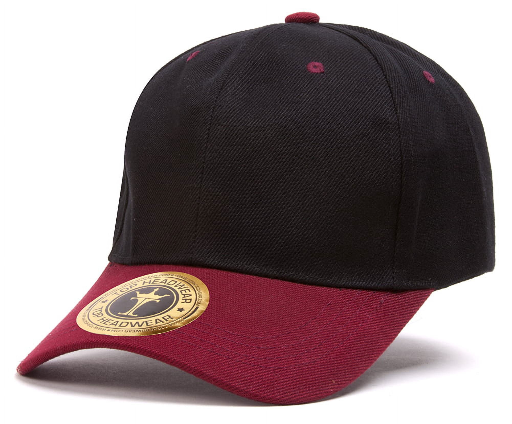 Top Headwear 12-Pack Adjustable Baseball Hat - Black/Burgundy
