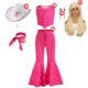 thumbnail image 3 of Disfraz de Barbi de Halloween para niñas, conjunto de ropa Punk de calle Rosa sin mangas con lazo para fiesta, vestido Vintage a cuadros, nuevas películas, 3 of 5