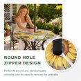 thumbnail image 4 of Round Outdoor Tablecloth with Umbrella Hole and Zipper, Farmhouse Sunflowers Tablecloth with Elastic Waterproof, Rustic Barn Doors Flowers Butterfly Wooden Patio Table Covers for 55" - 60" Tables, 4 of 9