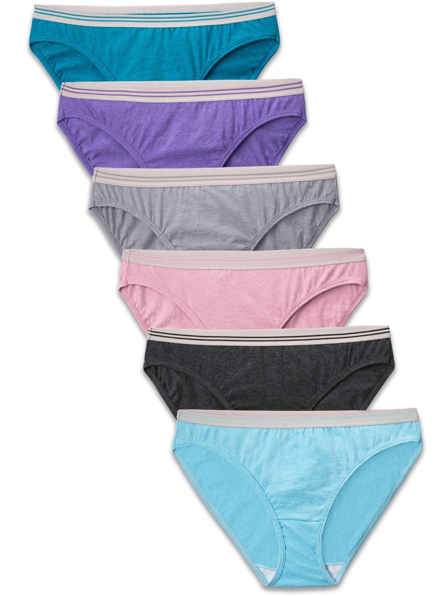 Women's Fruit Of The Loom 6DBIKHT Heather Bikini Panties - 6 Pack (Assorted 5) - image 4 of 8