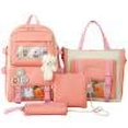 thumbnail image 1 of School Bags 4pcs Set Canvas Backpack School Bags for Teenage Girls Travel Laptop pink, 1 of 8