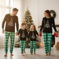 thumbnail image 4 of Family Matching Christmas Pajamas, Letter  Leaf Print Long-Sleeved Round Neck Tops + Plaid Pattern, 4 of 10
