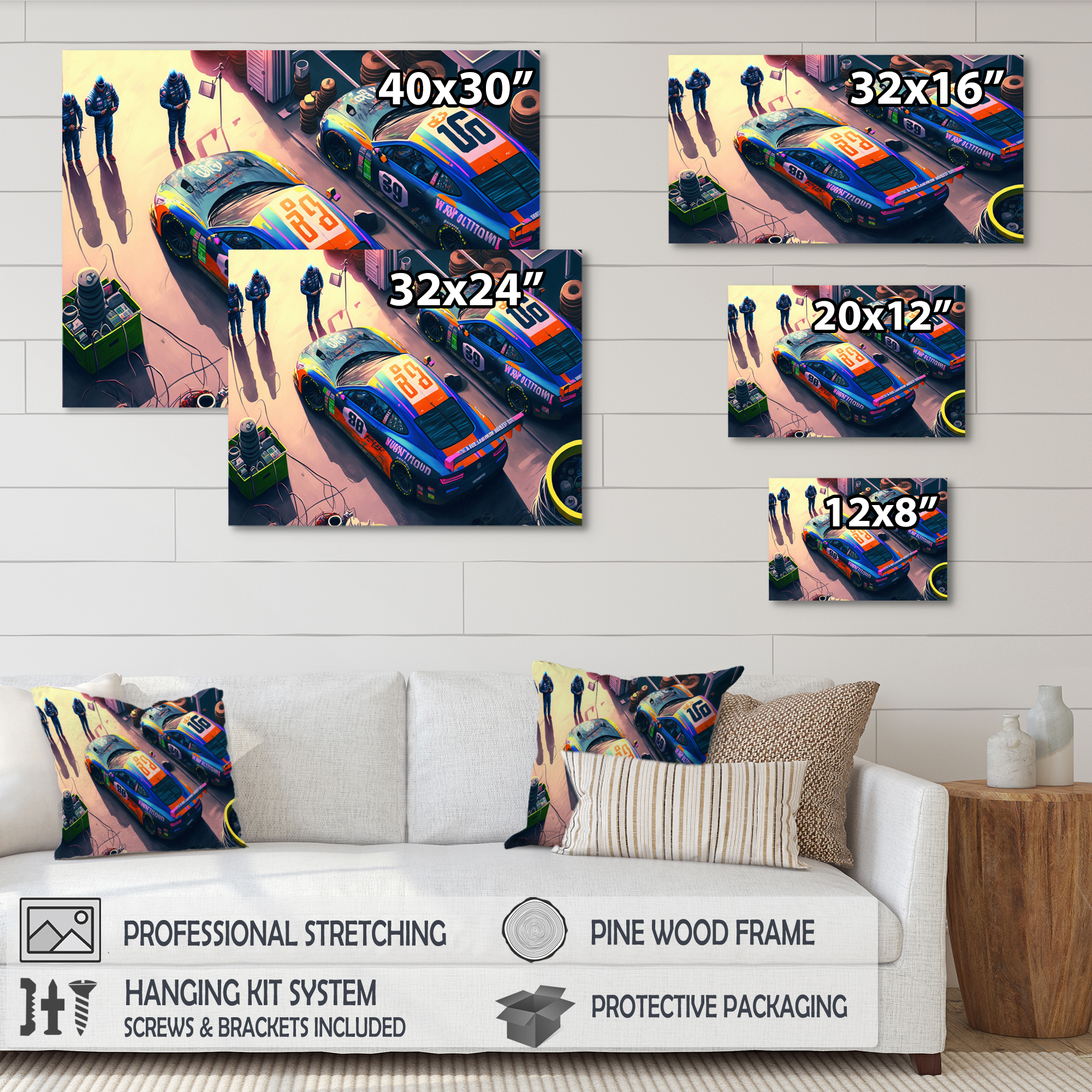 Designart Stock Car Pit Stop I Canvas Wall Art