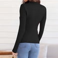 thumbnail image 4 of ZHYou Womens Classic Collar V Neck Long Sleeve Tops,Slim Fit,Stretchy Basic Knitted Shirts,Black,Size L, 4 of 7